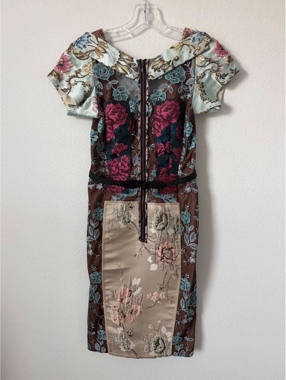 Beguile by Byron Lars Anthropologie NWT Floral Lace Brocade Pencil Dress Size 0